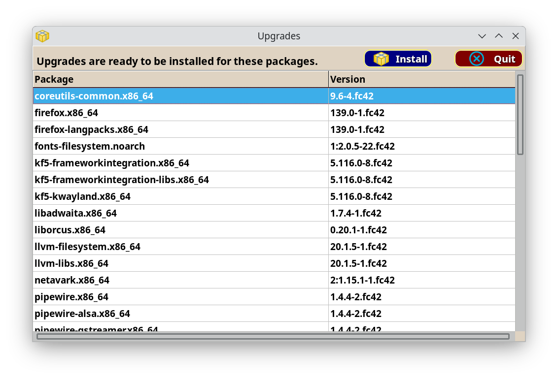 Update list